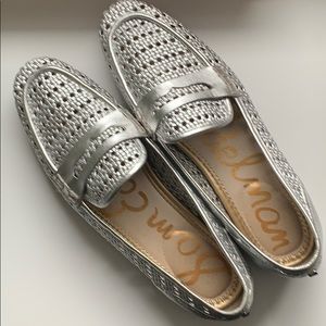 Sam Edelman Silver Woven Leather Loafers